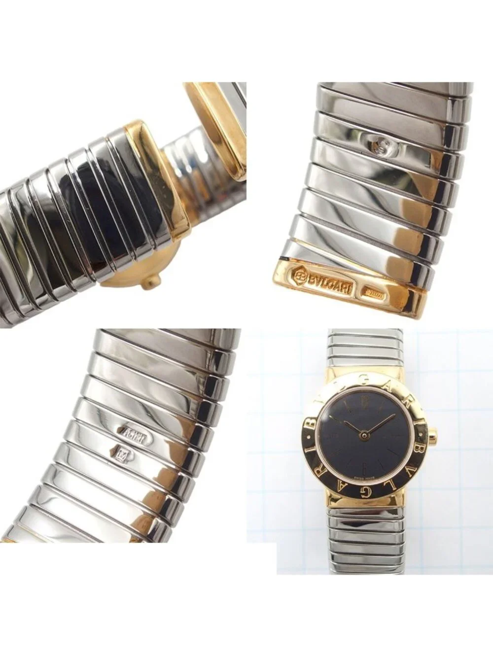 Bvlgari Tubogas Black 18K Yellow Gold SS Watch Quartz